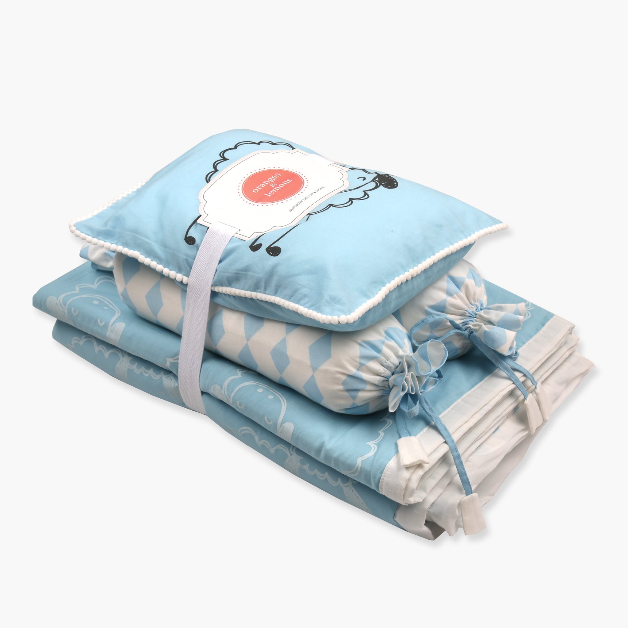 Gifts for newborn baby - Organic Cot Bedding Set - Oranges and Lemons