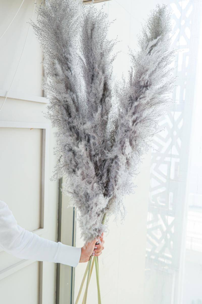 Charcoal Pampas Grass XL Arrangement in Floor Vase
