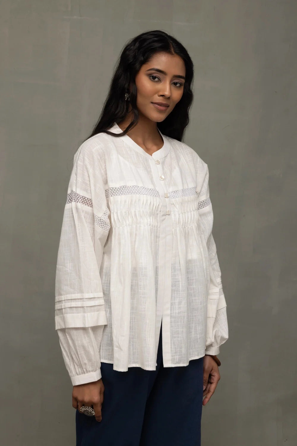 White Breezy Relaxed Fit Top-Sutra Art of Clothing