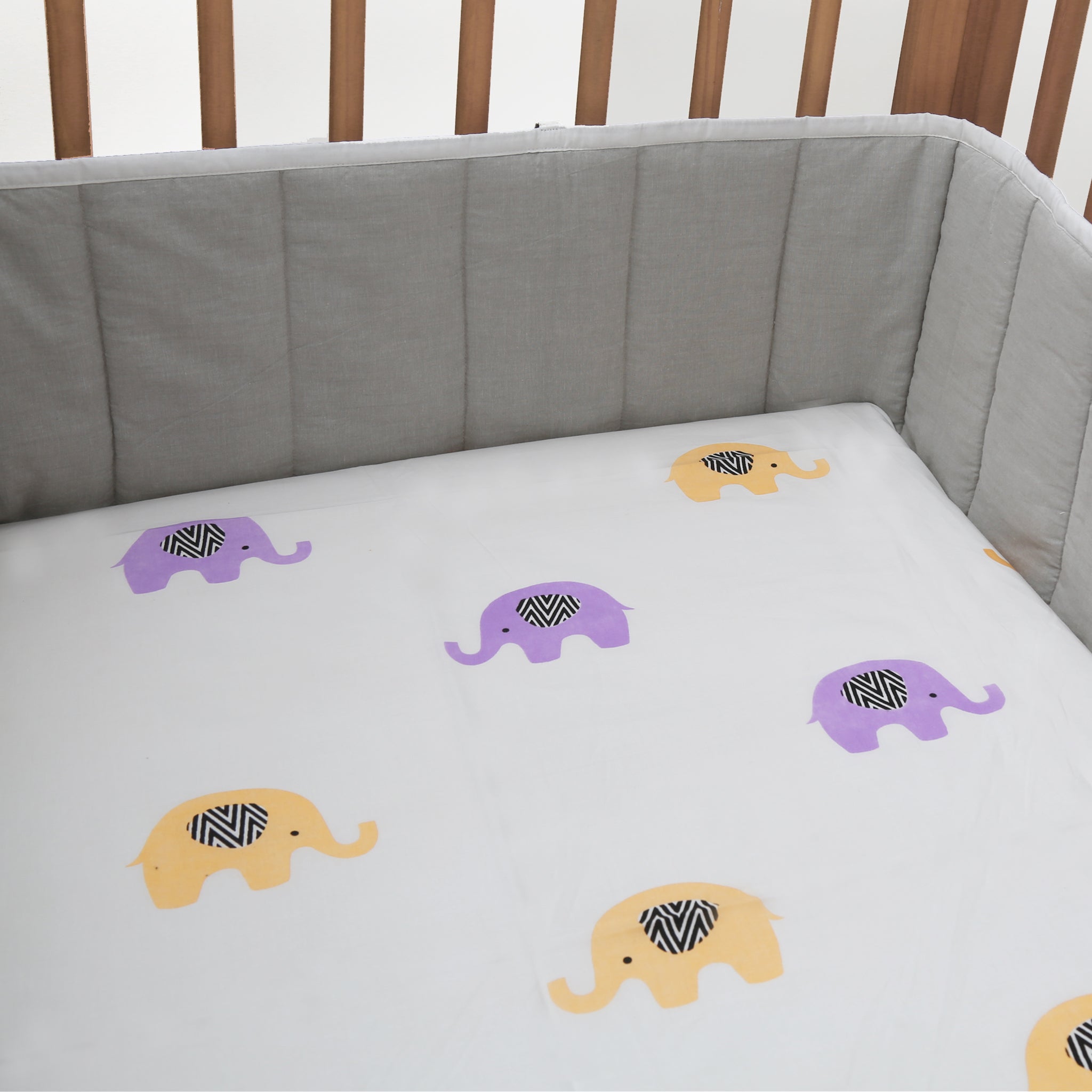 Enchanting Elephants - Organic Cot Sheet - Oranges and Lemons