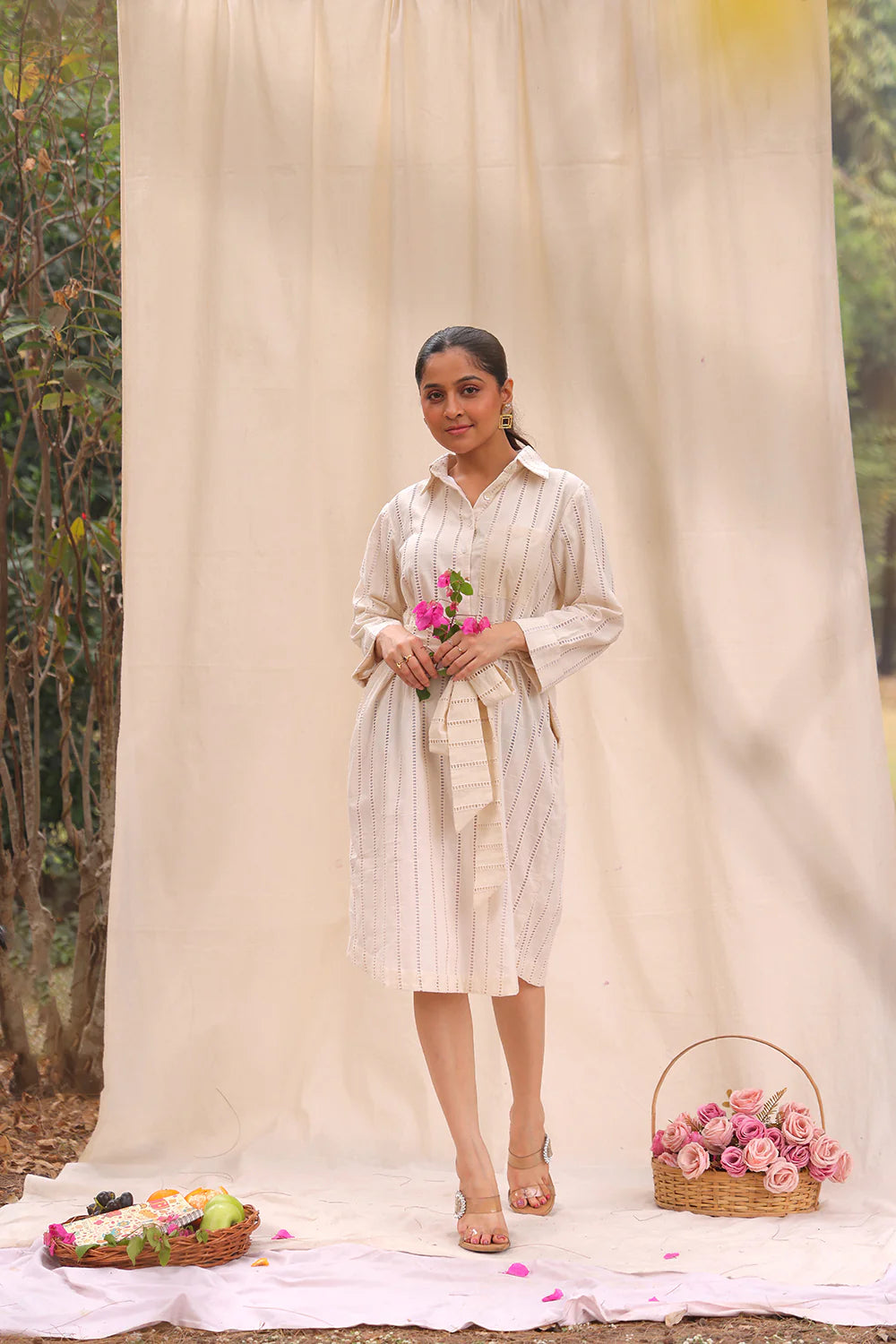 Cream Everyday Cotton Shirt Dress