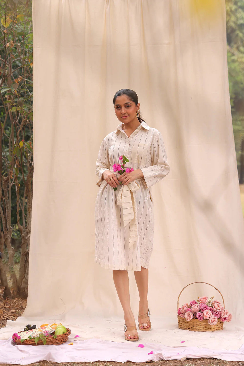 Cream Everyday Cotton Shirt Dress