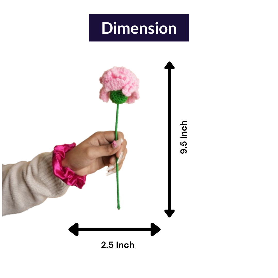 Pink Carnation Crochet Flower – Handcrafted Forever Floral Décor | ArteCasa - https://artecasa.in/