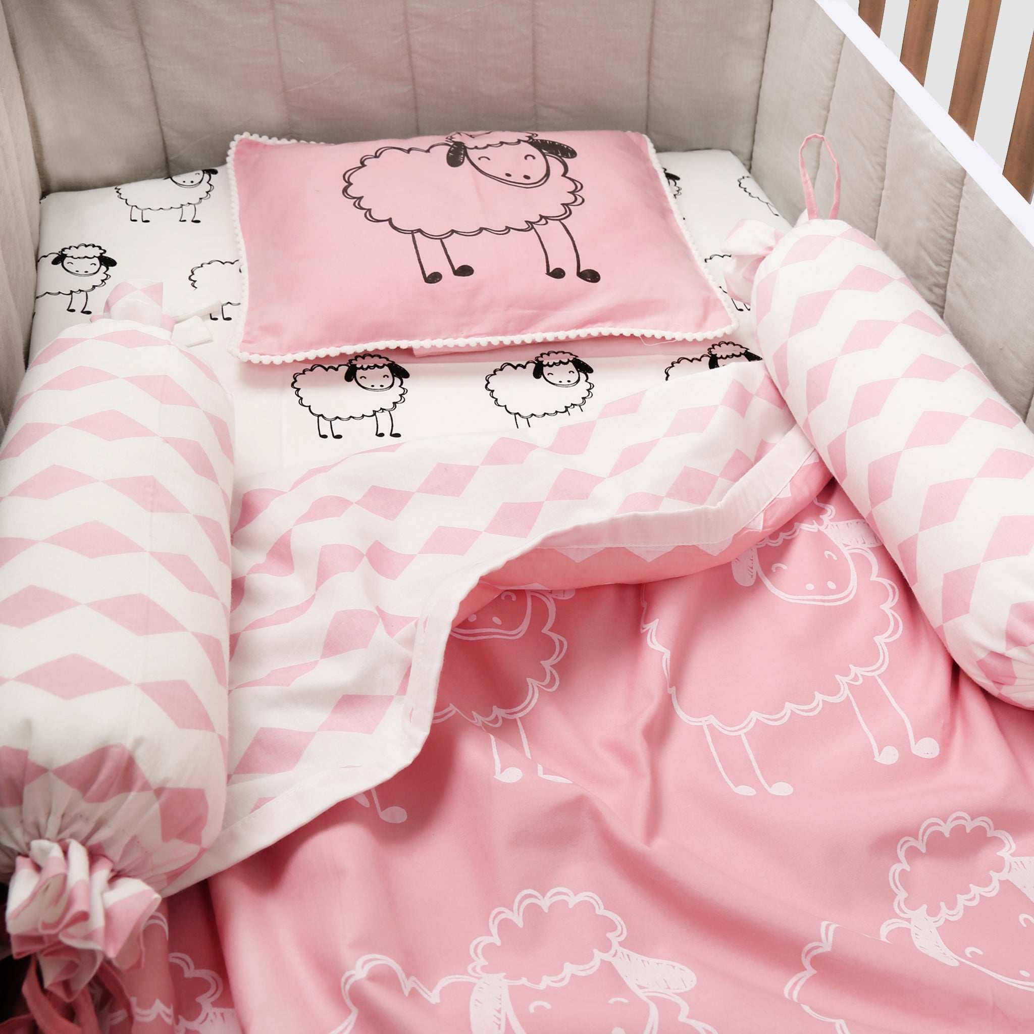 Cot sheet, Blanket, Pillow, Bolsters set - Oranges and Lemons