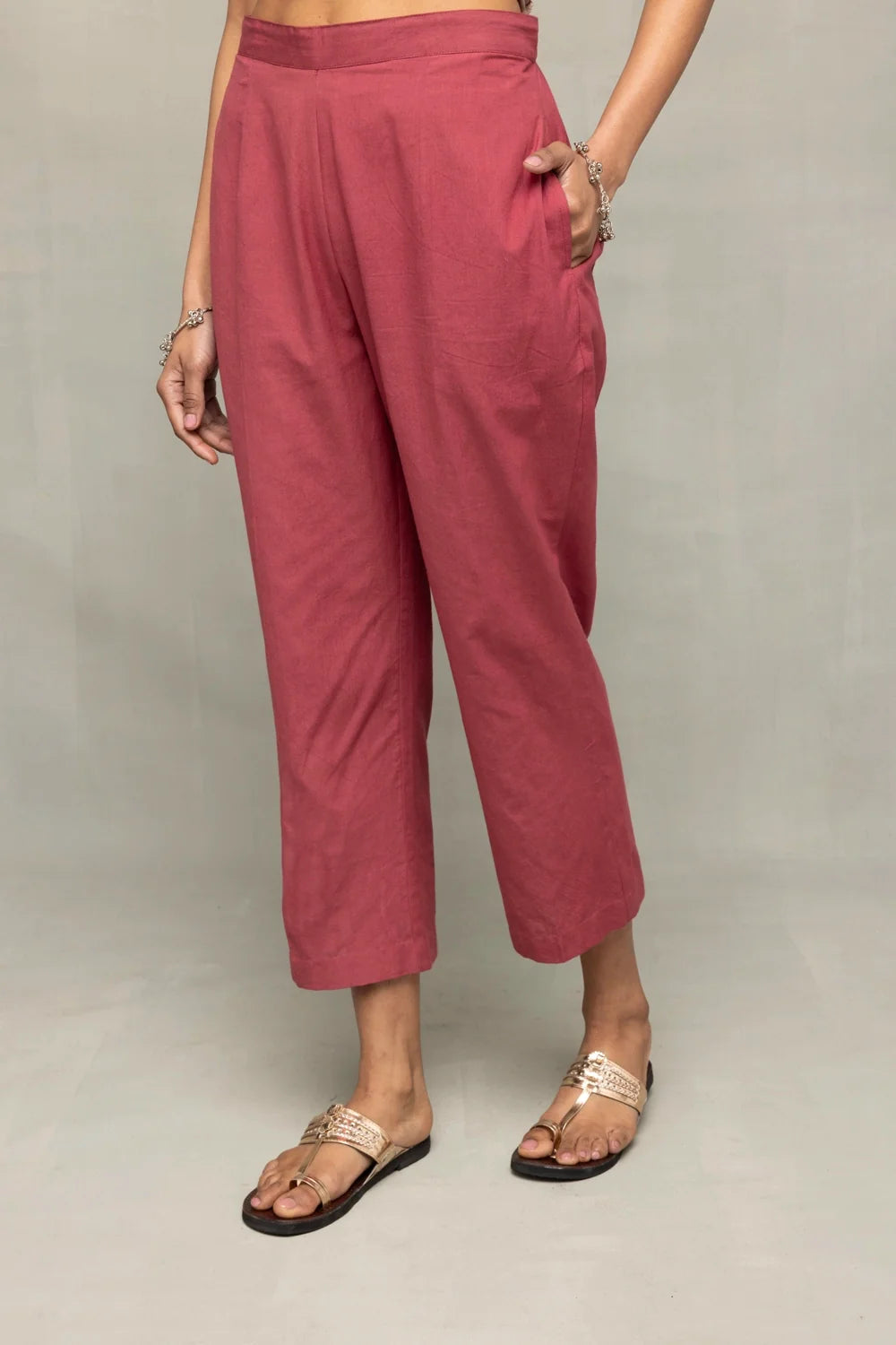 Dusty Rose Cross Motifs Jamdani Kurta Set with Dupatta for Wedding Wear
