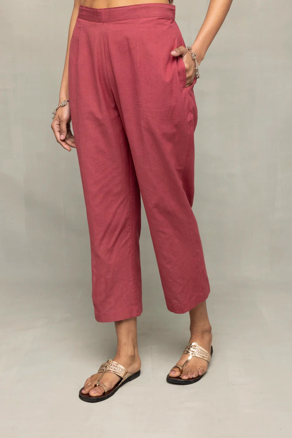Dusty Rose Cross Motifs Jamdani Kurta Set with Dupatta for Wedding Wear