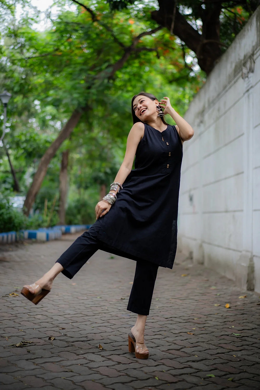 Elegant Black Khadi Cotton Co-ord Set for Festive and Ethnic Wear