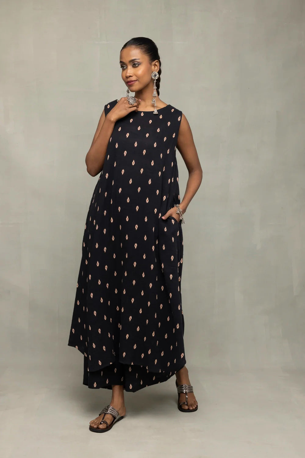 Elegant Black Oval Dot Cotton Co-ord Set for Festive and Ethnic Wear