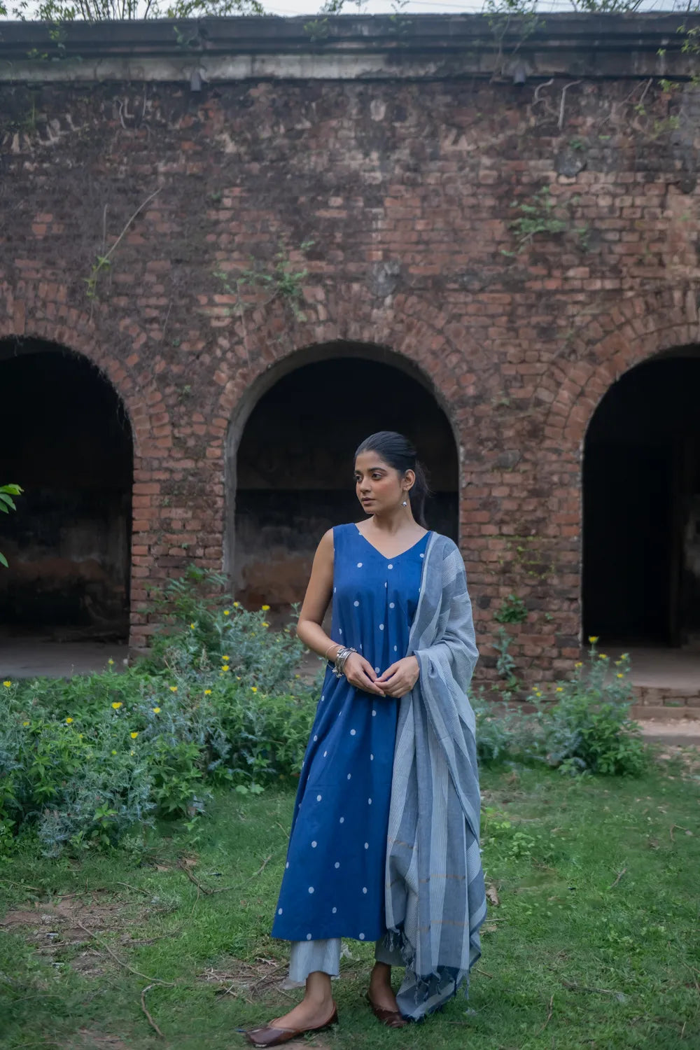 Elegant Blue South Cotton Woven Kurta Set with Dupatta for Festive Wear
