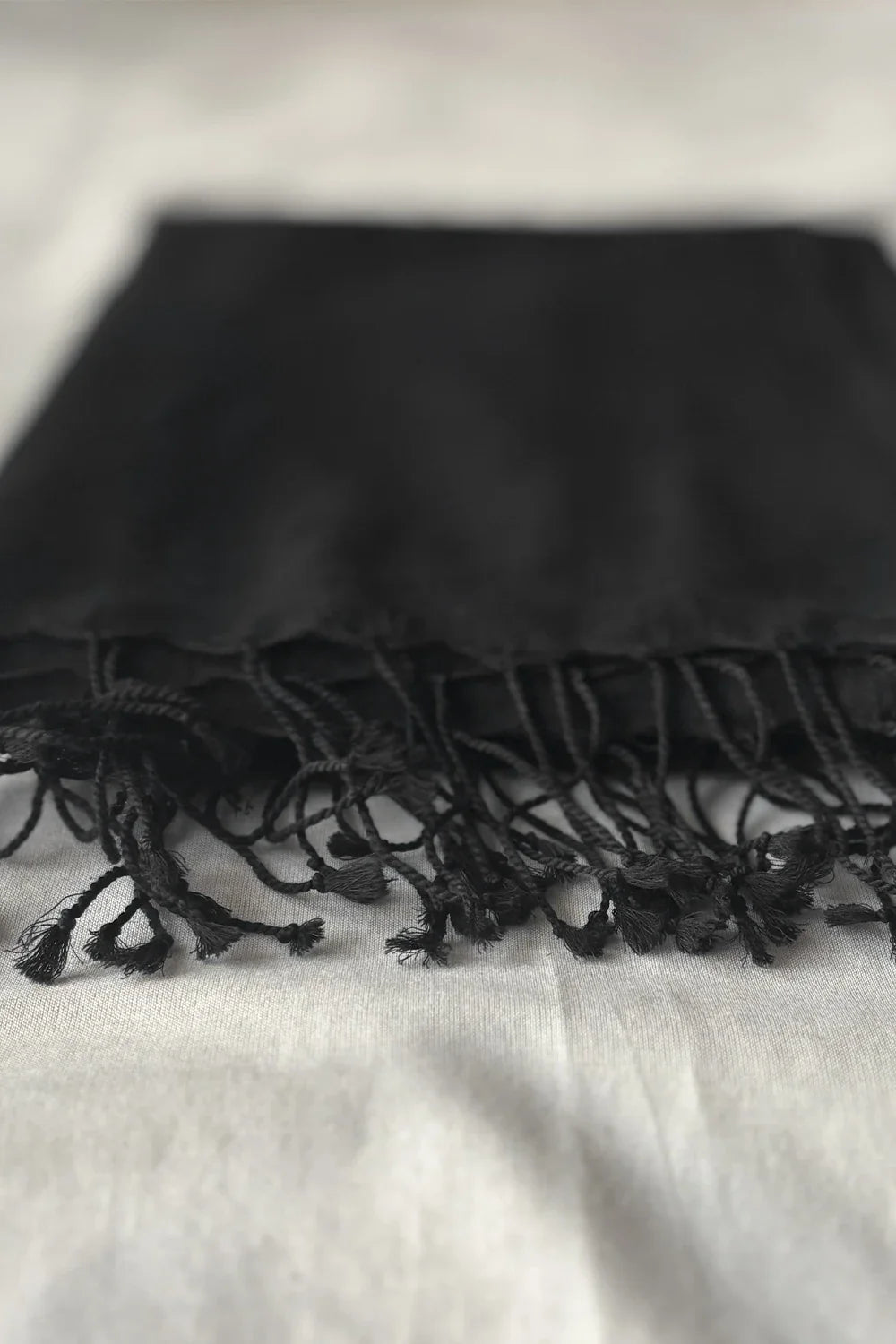 Elegant Plain Black Handloom Dupatta for Festive Wear