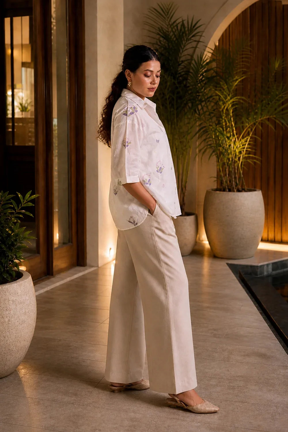 Elegant White Embroidered Cotton Shirt for Festive and Office Wear