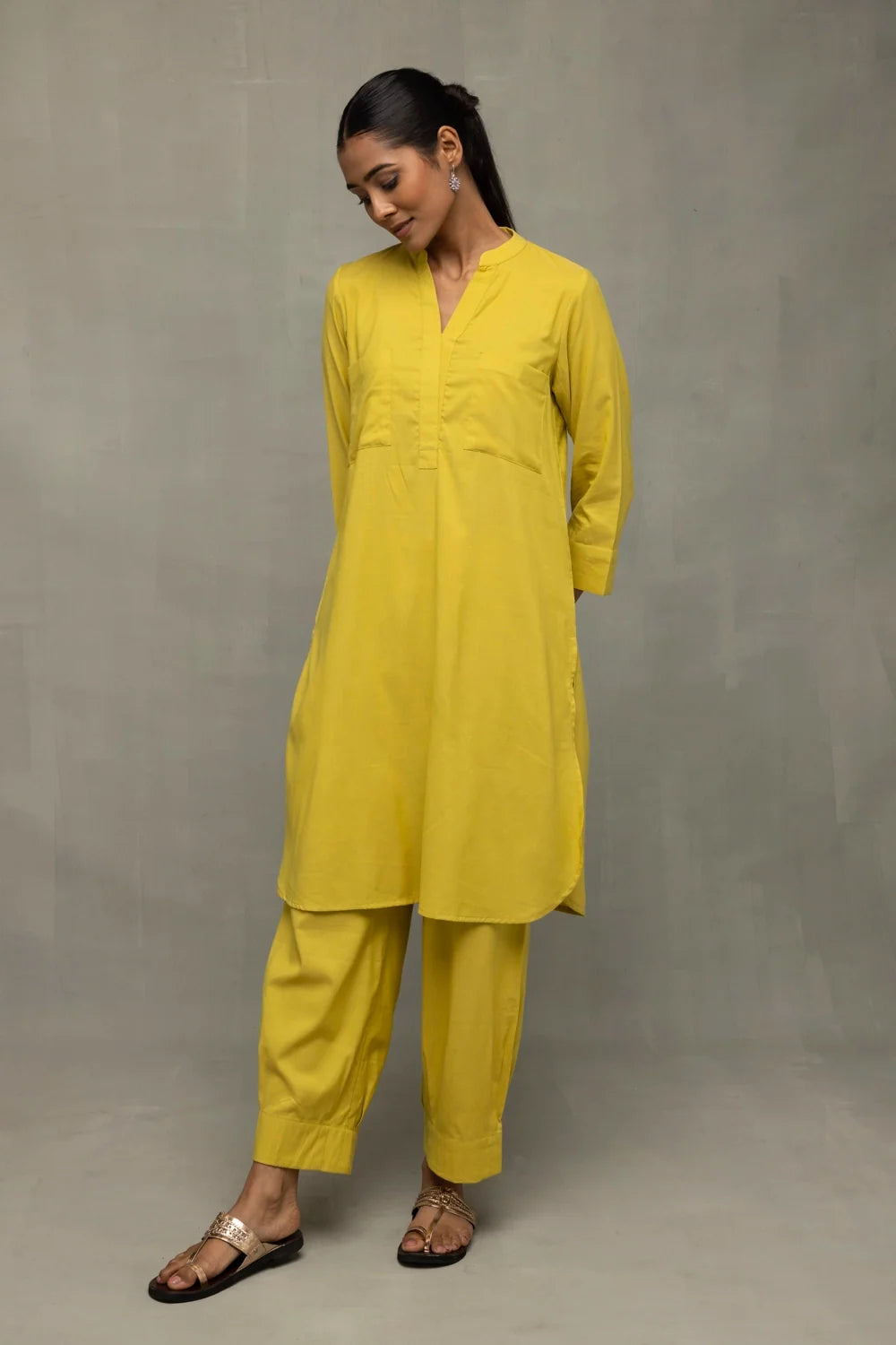 Plantain Yellow Bloom Banana Cotton Co-Ord Set-Sutra Art of Clothing