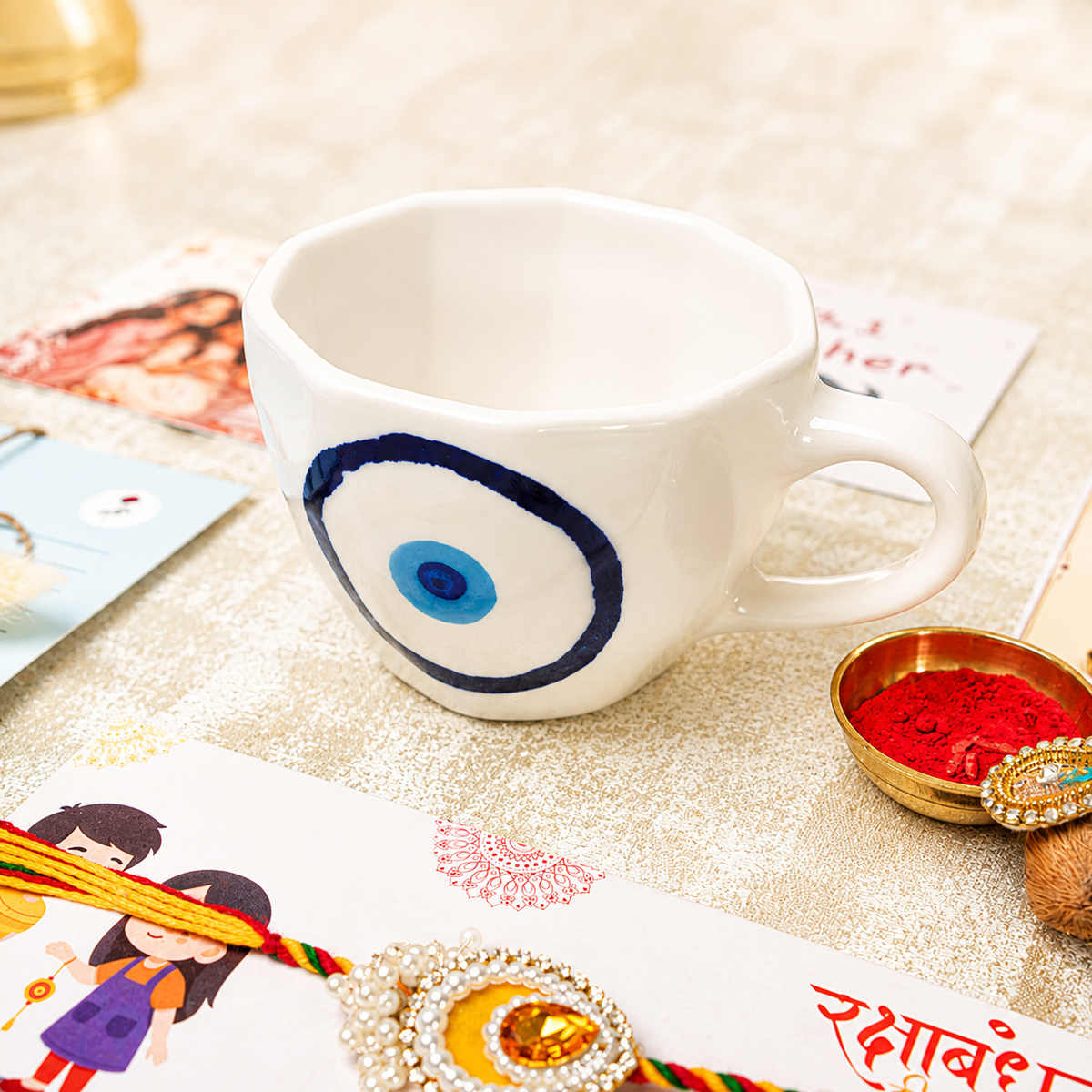 Artecasa Evil Eye Blessings Rakhi Hamper | Premium Bhai Bhabhi Raksha Bandhan Gift Hamper - https://artecasa.in/