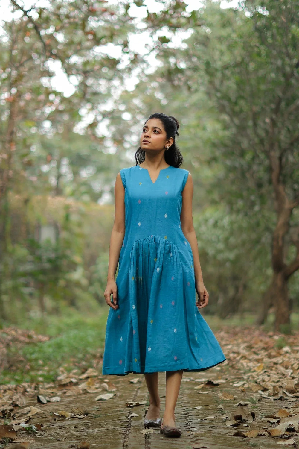 Fern Green Jamdani Dress-Sutra Art of Clothing