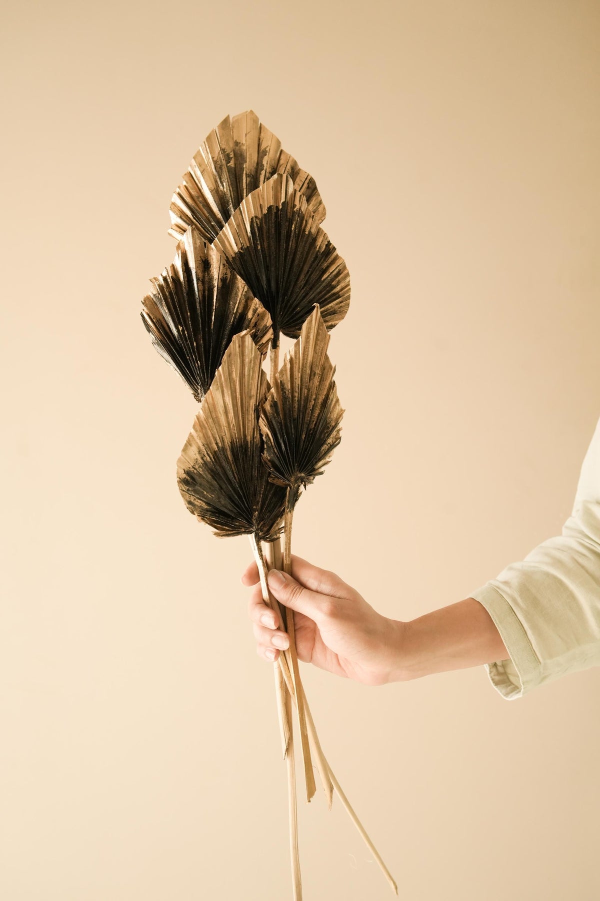Golden Black Palm Leaves Decorative Arrangement for Table Decor
