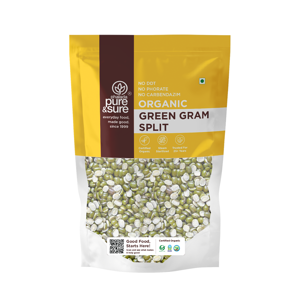Phalada Pure and sure Organic Green Gram Spilt front