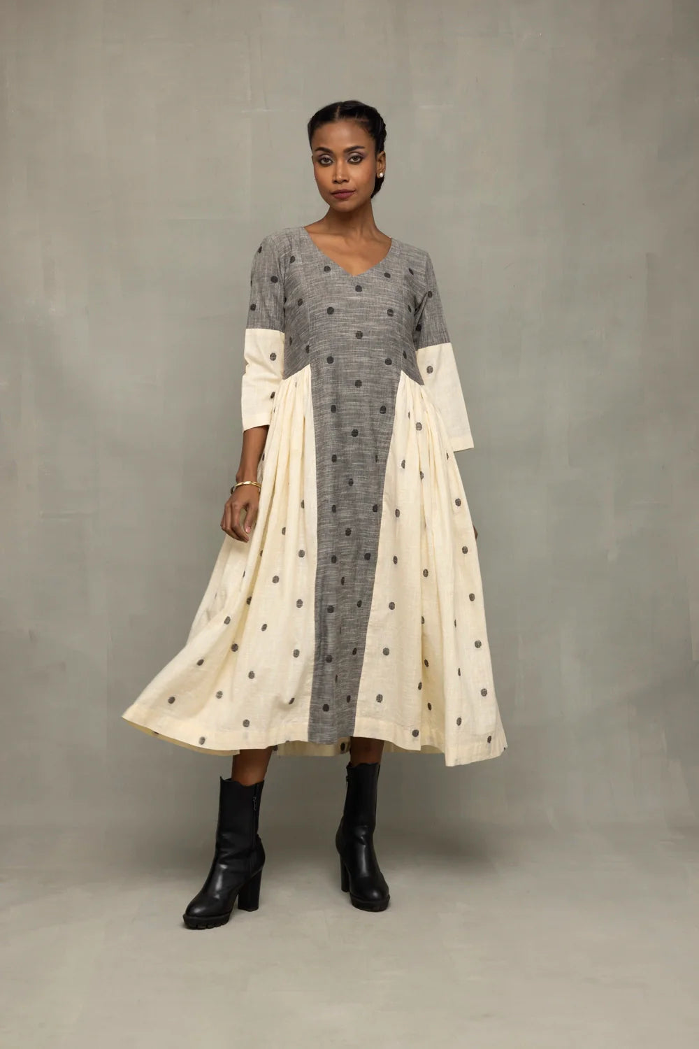Greyscape South Cotton Dress-Sutra Art of Clothing