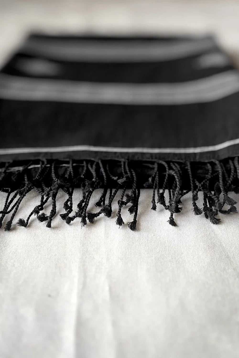 Handcrafted Black Jamdani Dupatta with Traditional Weaving Details