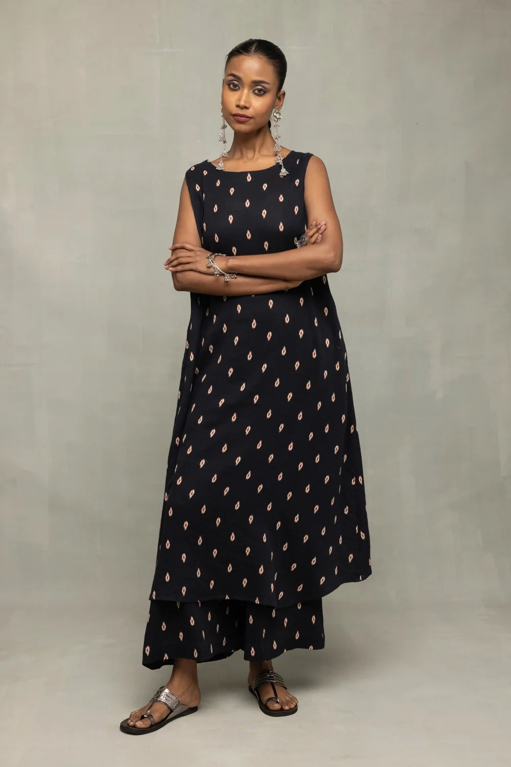 Handcrafted Black Oval Dot Pure Cotton Co-ord Set for Casual Everyday Wear