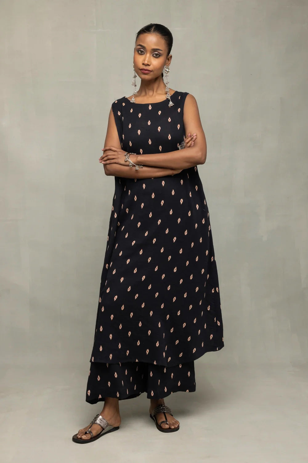 Handcrafted Black Oval Dot Pure Cotton Co-ord Set for Casual Everyday Wear