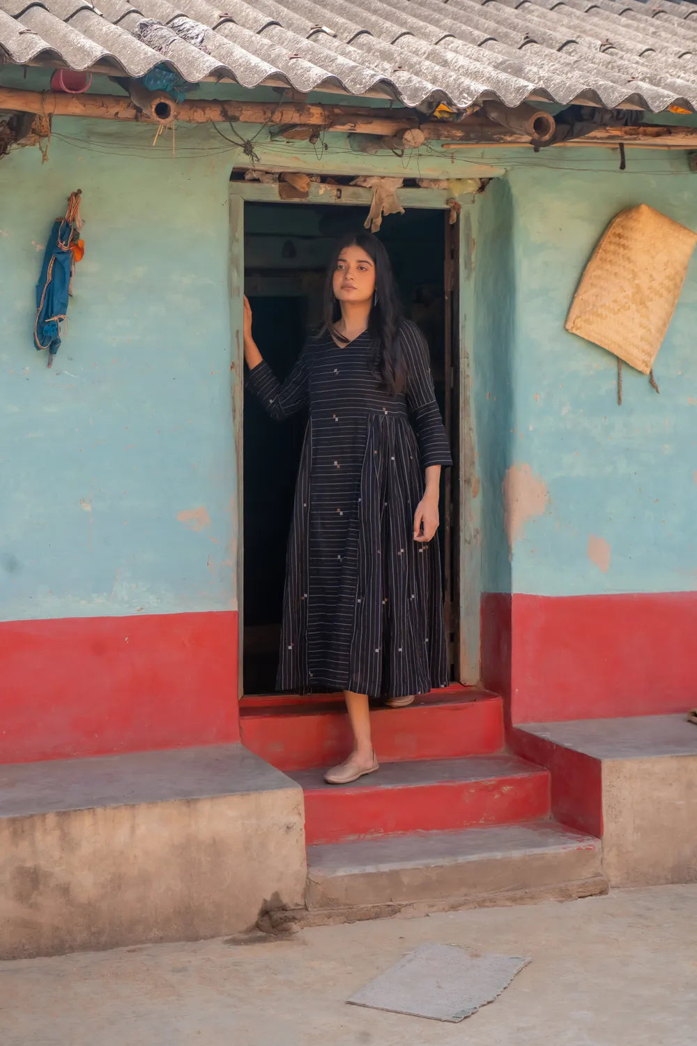 Handcrafted Shimmer Black Jamdani Dress for Cocktail and Festive Wear