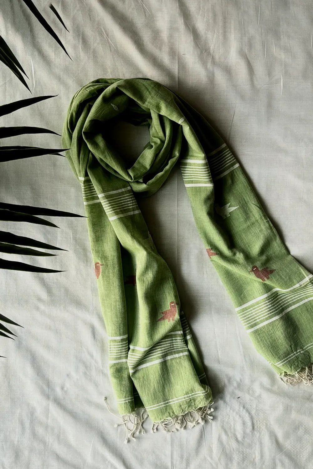 Handloom Green Tota Pakhi Jamdani Dupatta-Sutra Art of Clothing