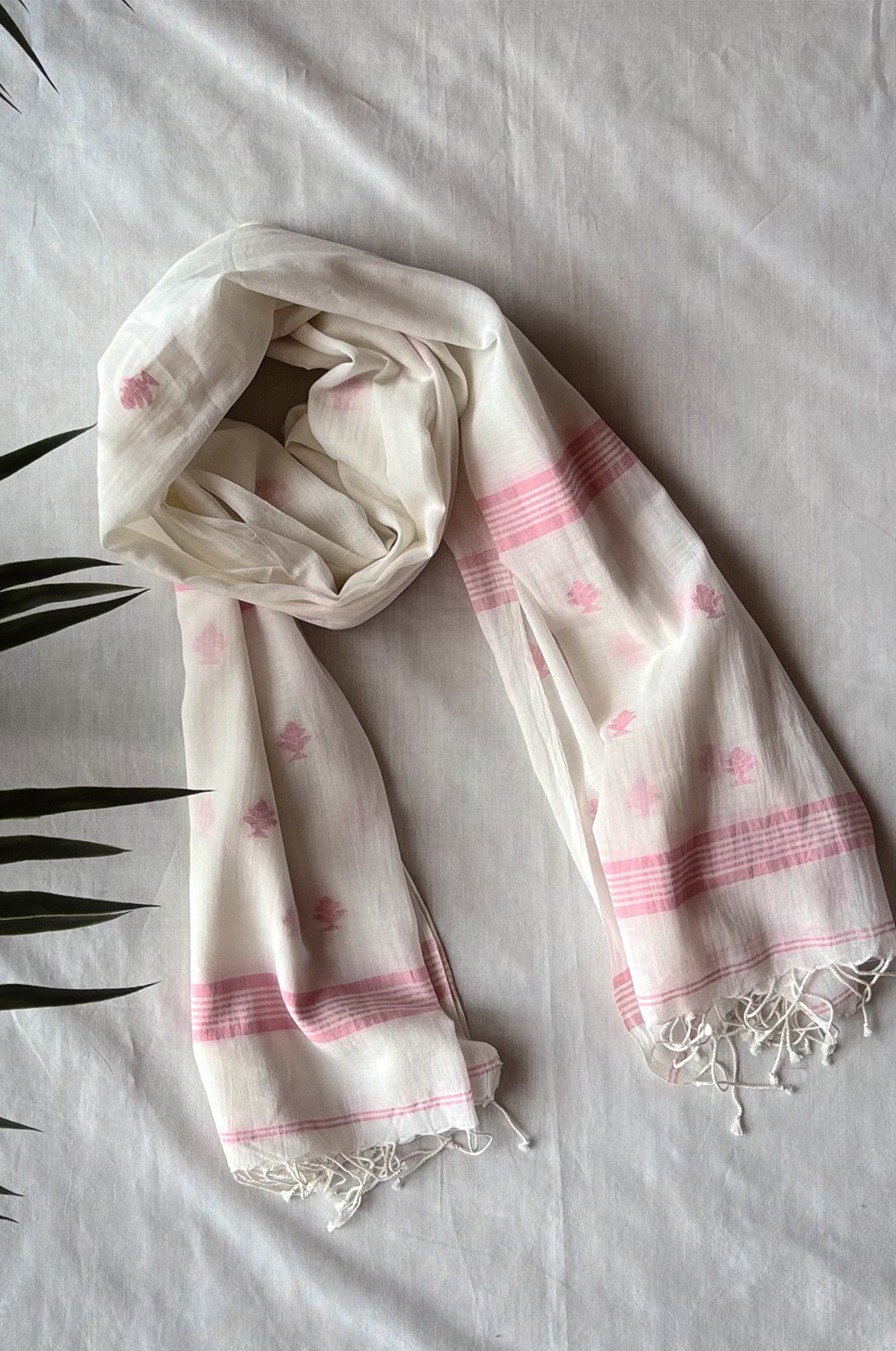 Handloom Ivory Kopal Jamdani Dupatta
