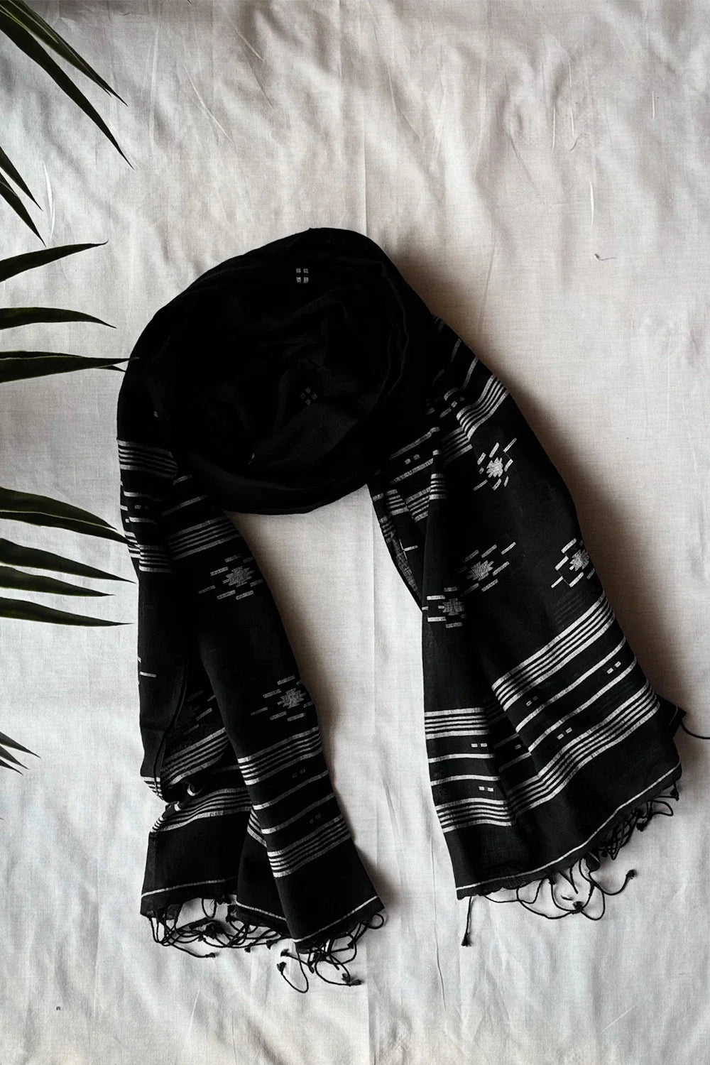 Handloom Noir Black Yantra Jamdani Dupatta