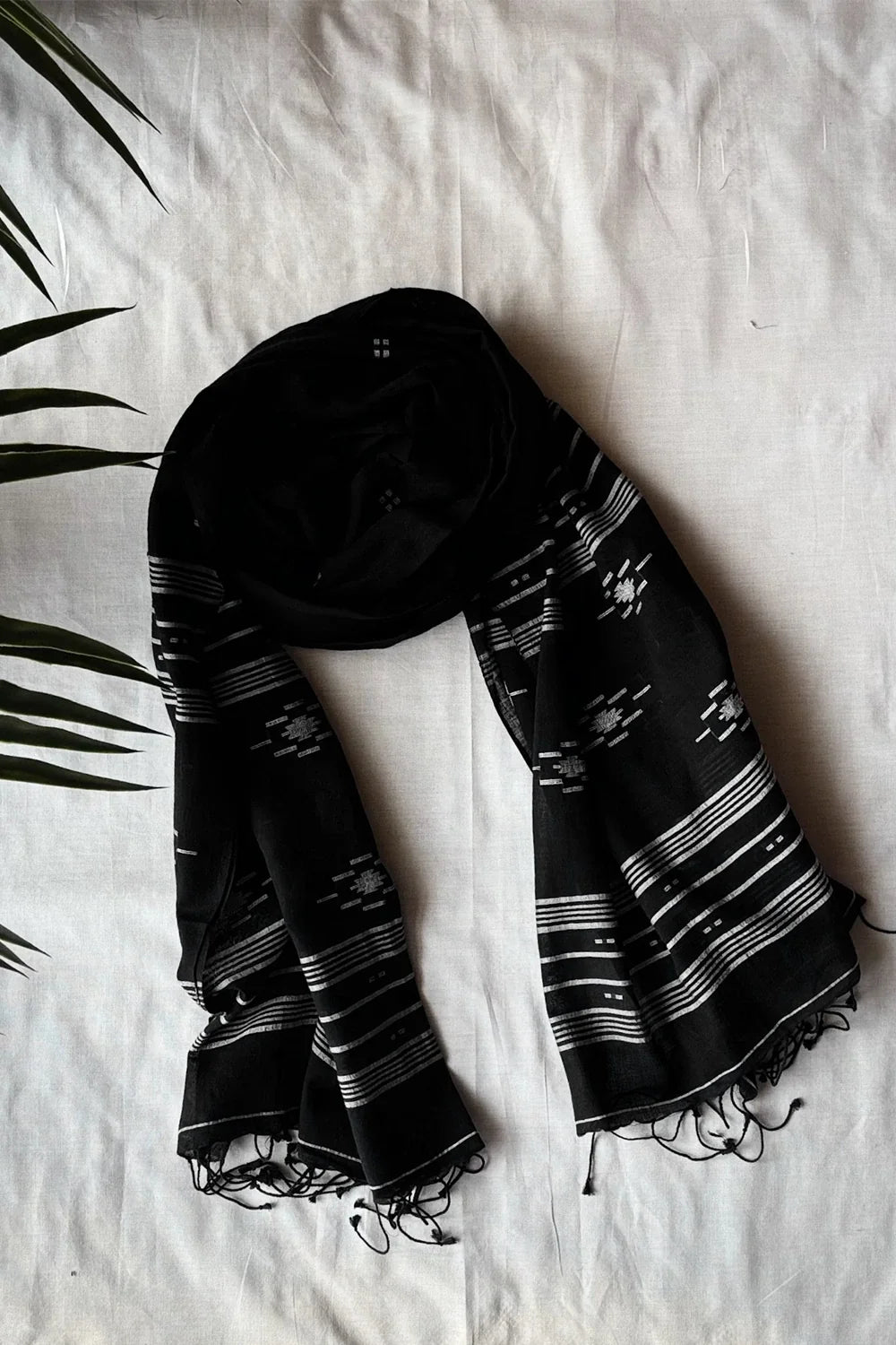 Handloom Noir Black Yantra Jamdani Dupatta