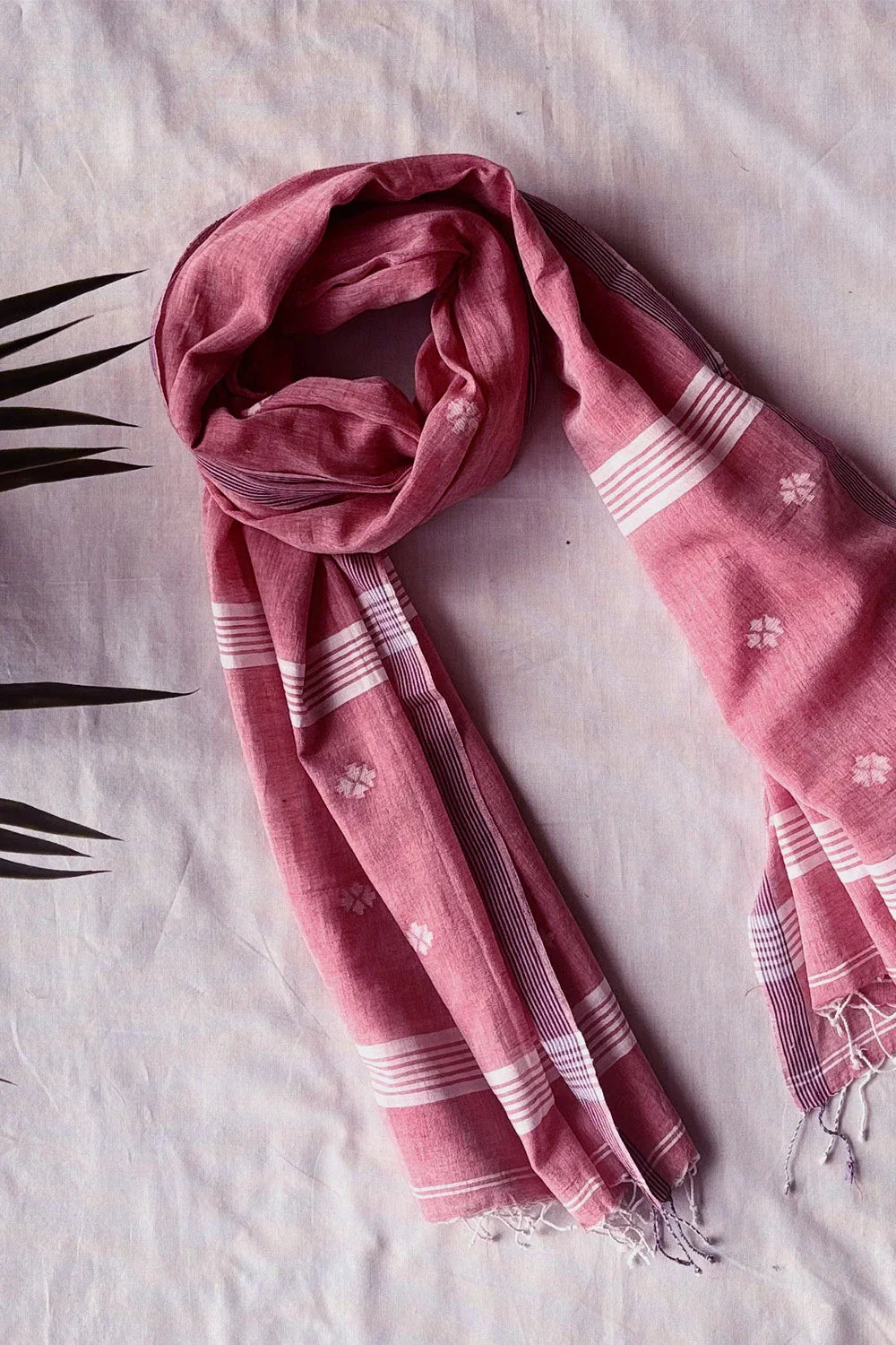 Handloom Rose Quartz Naksha Jamdani Dupatta