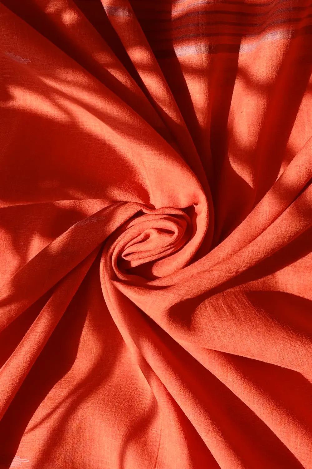 Handwoven Muted Orange Saptparni Jamdani Dupatta with Traditional Floral Motifs