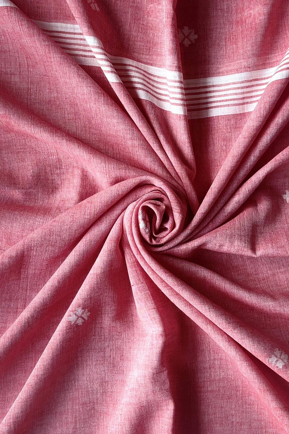 Handwoven Rose Quartz Naksha Jamdani Dupatta with Traditional Motifs