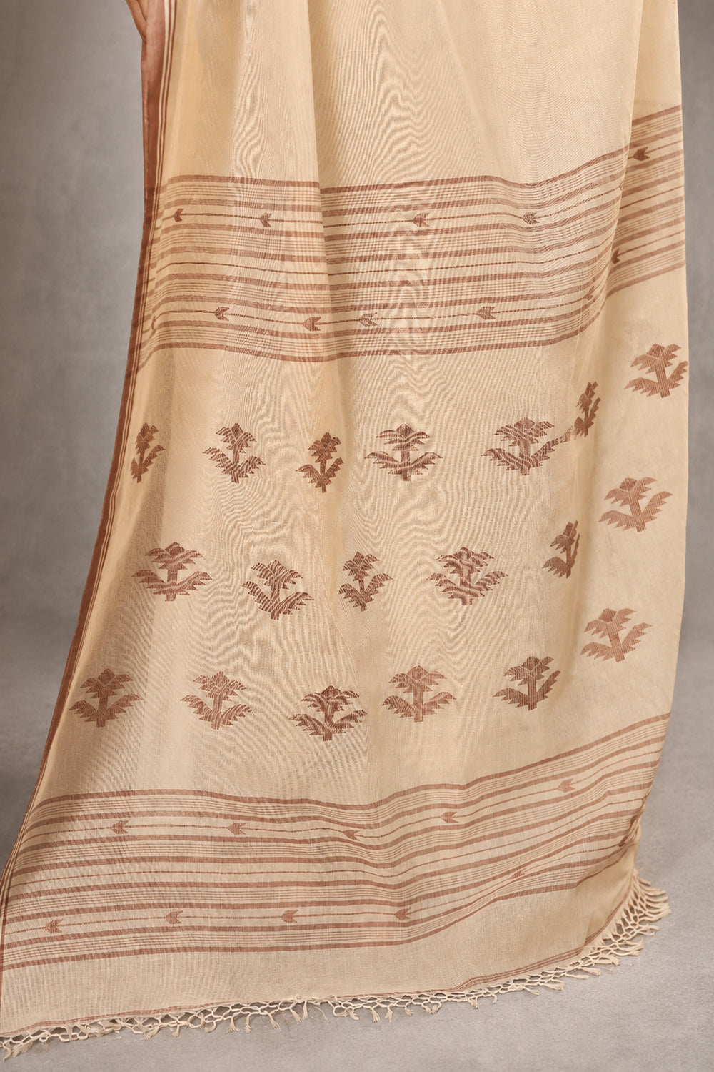 Handloom Beige Pure Cotton Jamdani Saree-Sutra Art of Clothing