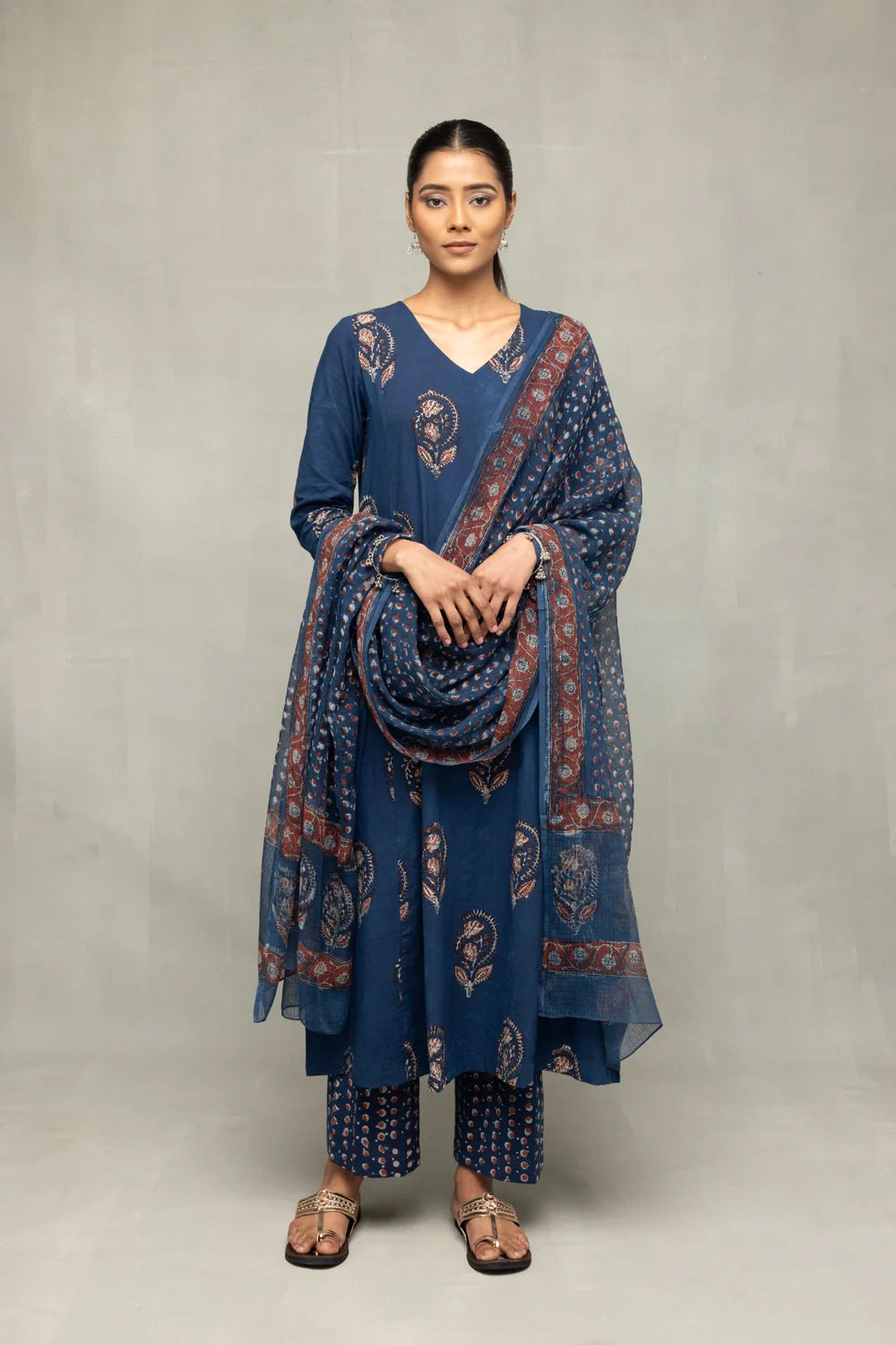 All collectionsIndigo Hand Block Printed Kurta Set with Dupatta