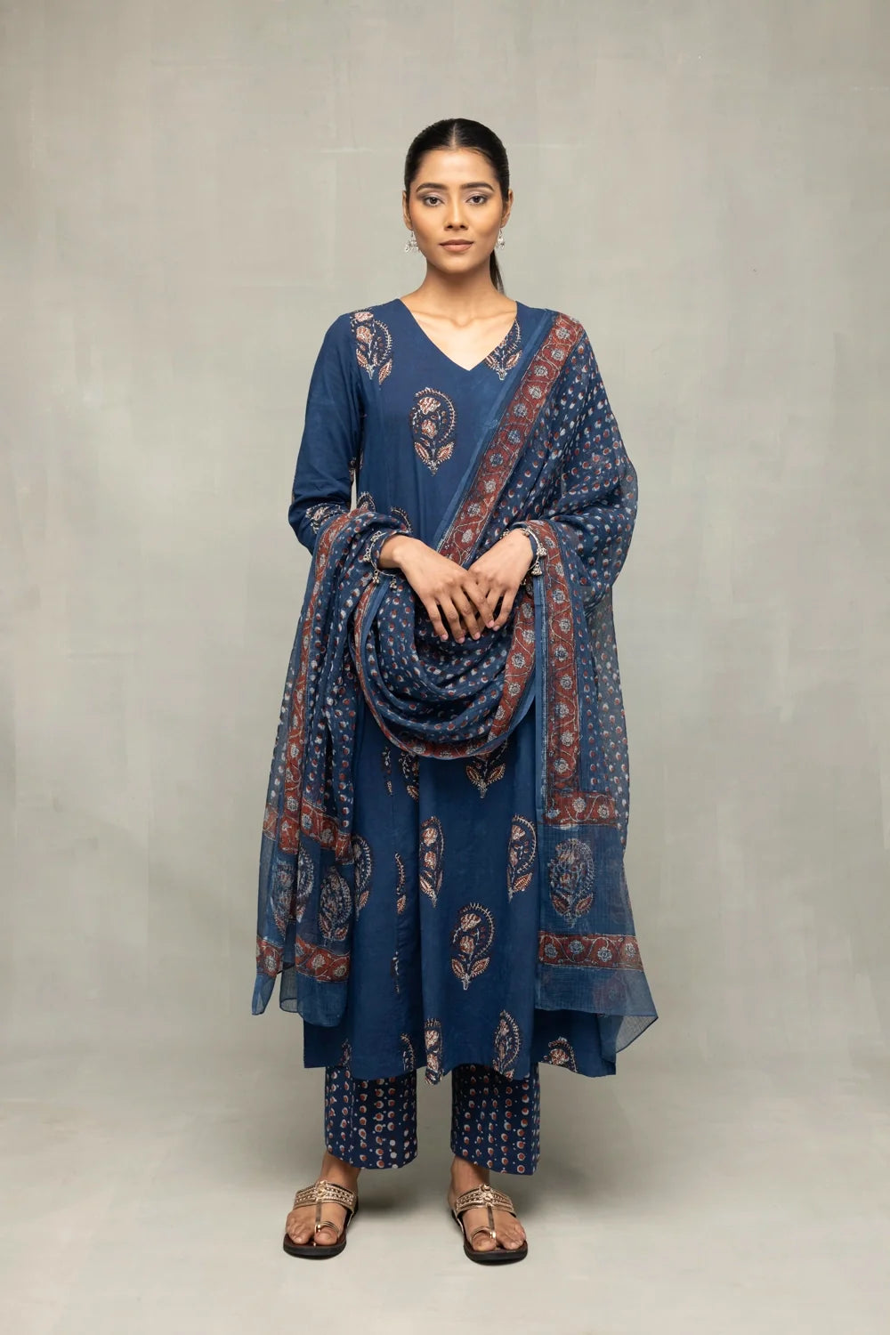 All collectionsIndigo Hand Block Printed Kurta Set with Dupatta