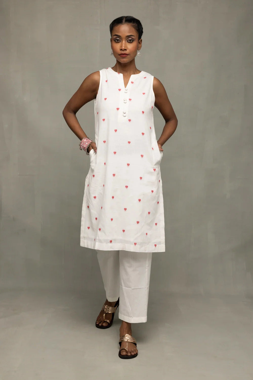 Ivory Red Hearts South Cotton Co-ord Set
