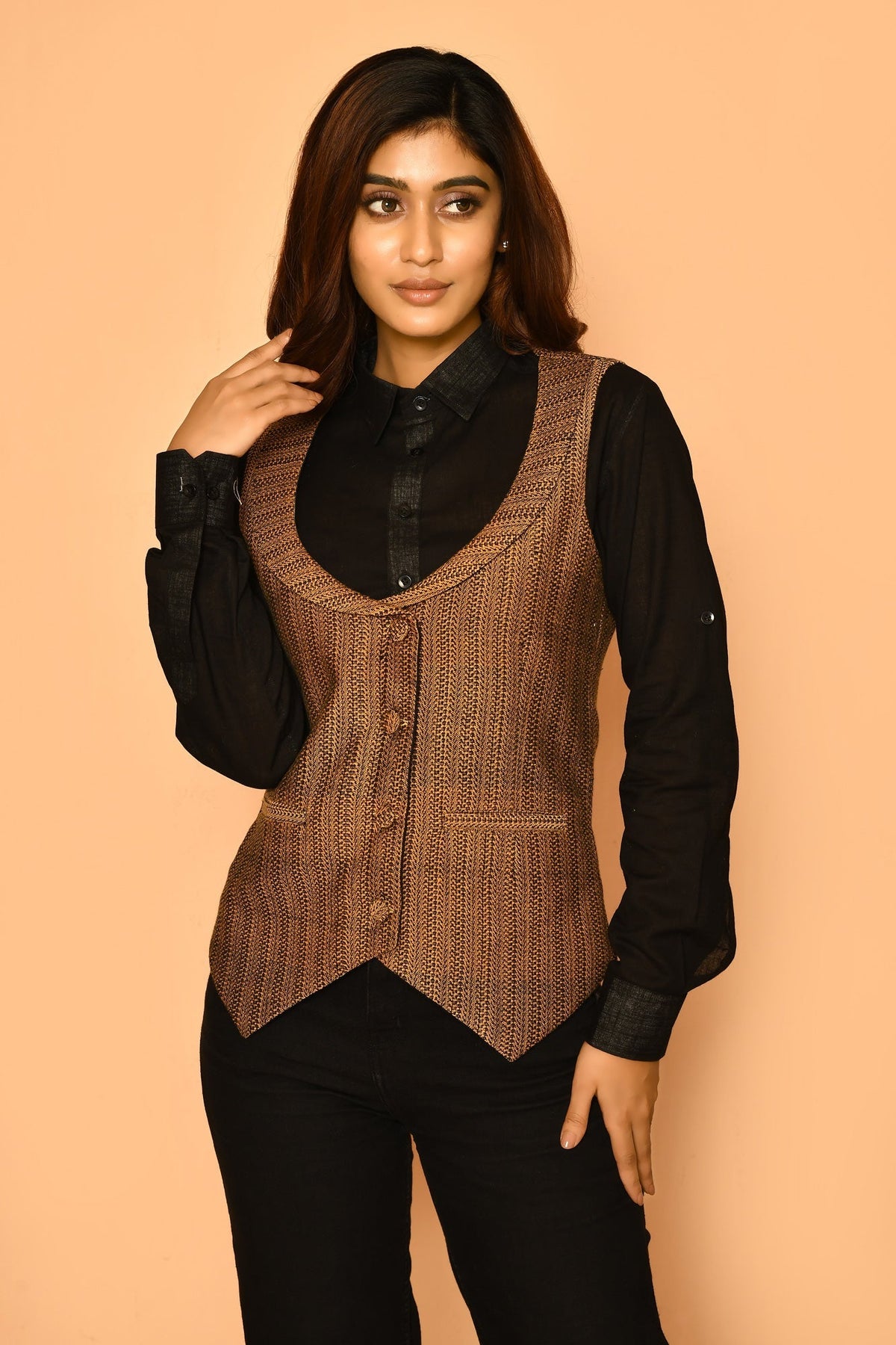 buy best women corporate wear handloom cotton jacket