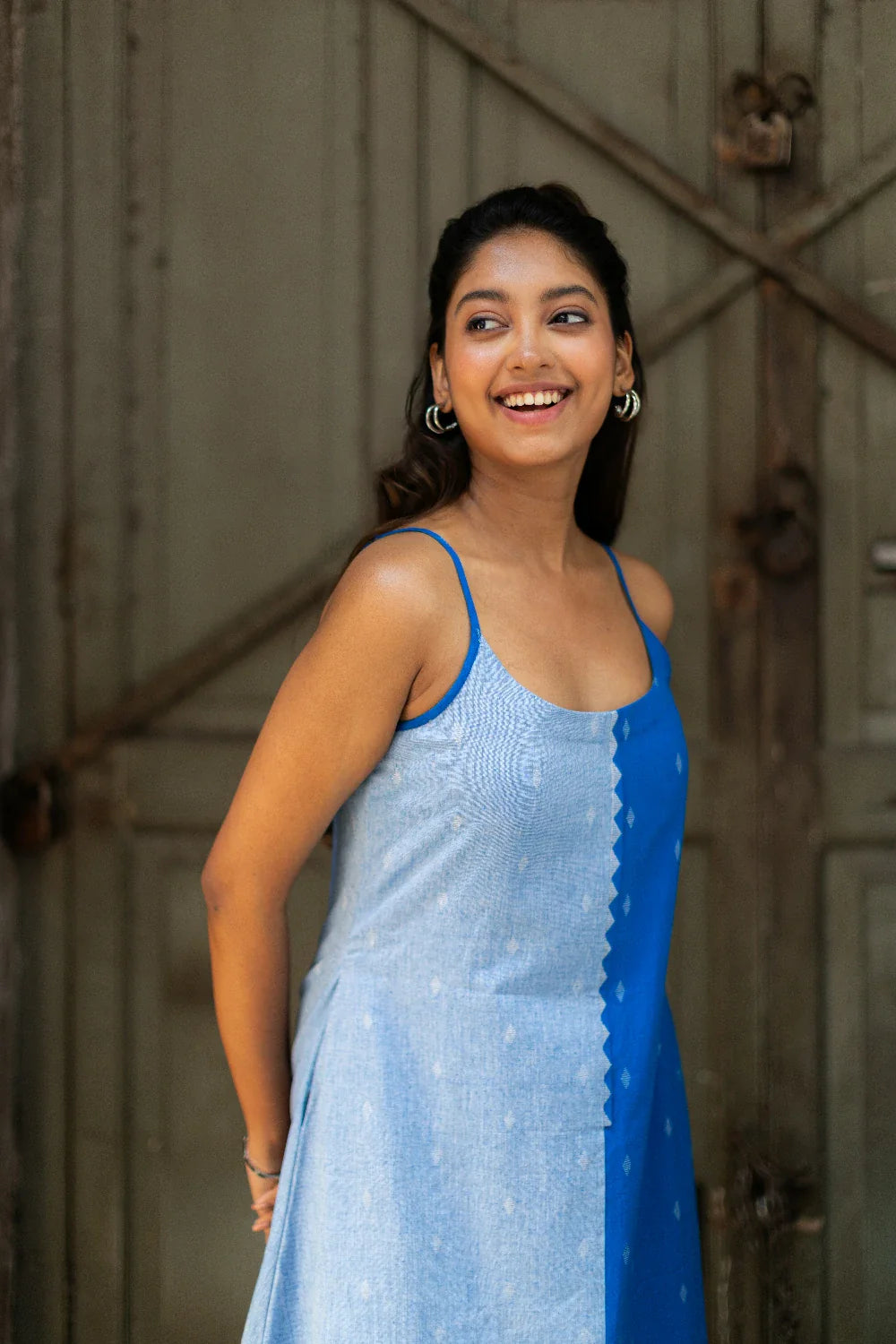 Lightweight Breathable Blue Mirage South Cotton Dress for Everyday Wear