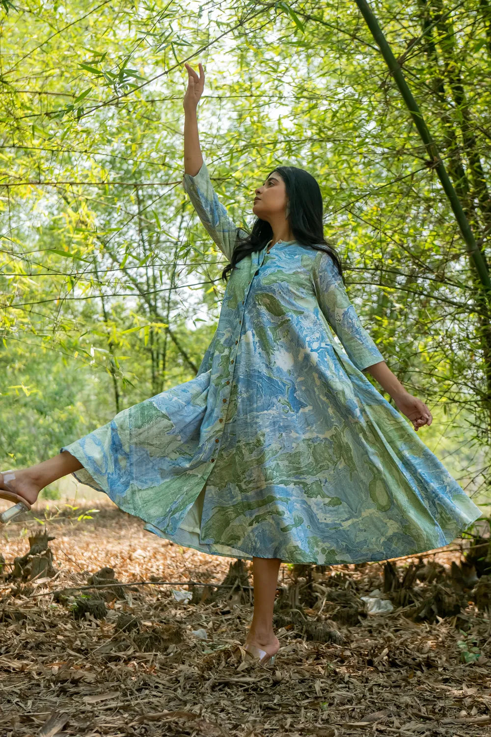 Bluegrass Marble Pure Cotton Dress-Sutra Art of Clothing