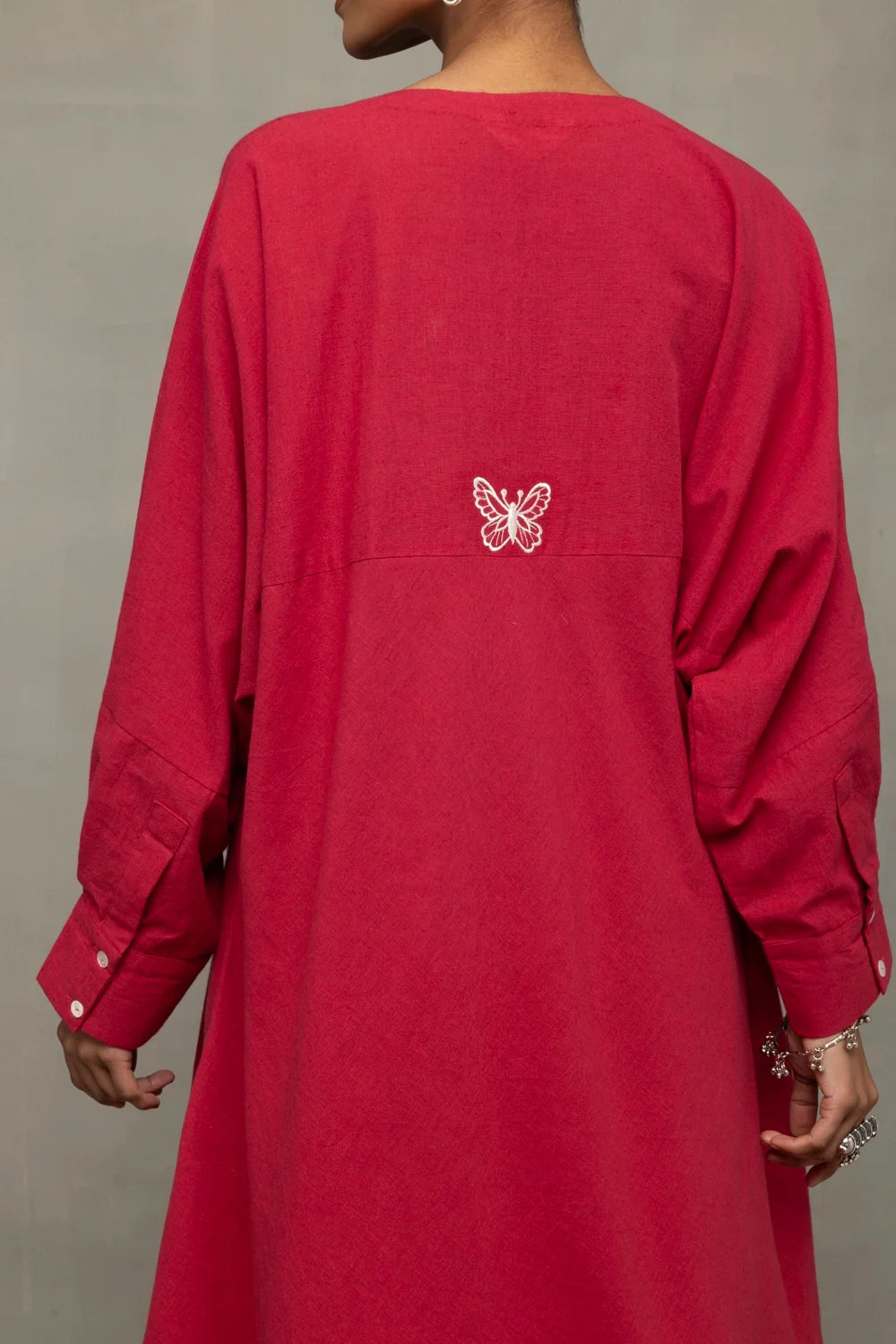 Crimson Pink Kala Cotton Oversized Co-ord Set-Sutra Art of Clothing