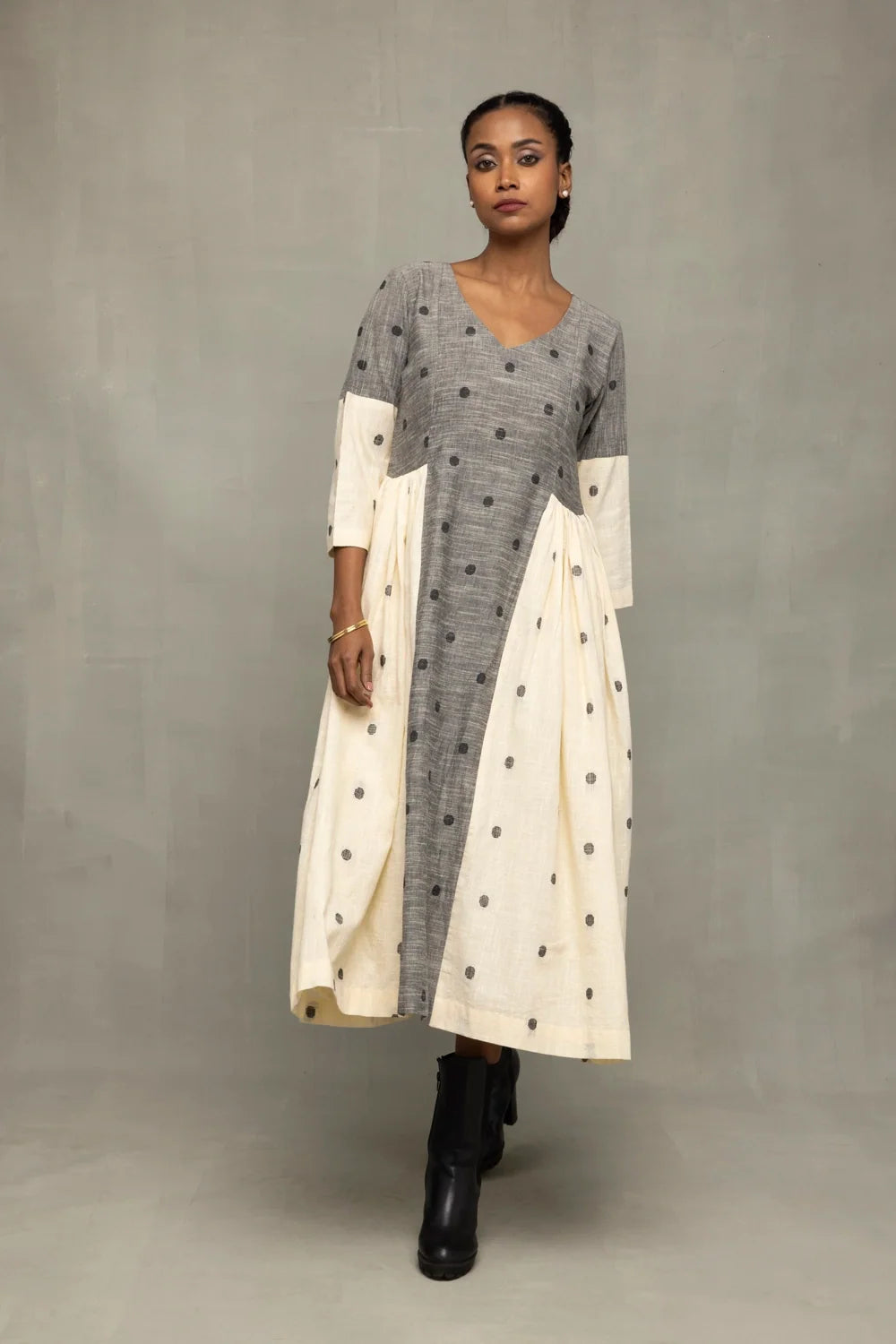 Greyscape South Cotton Dress-Sutra Art of Clothing