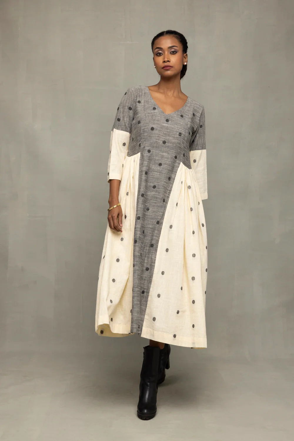 Lightweight Breathable Greyscape South Cotton Dress for Everyday Wear