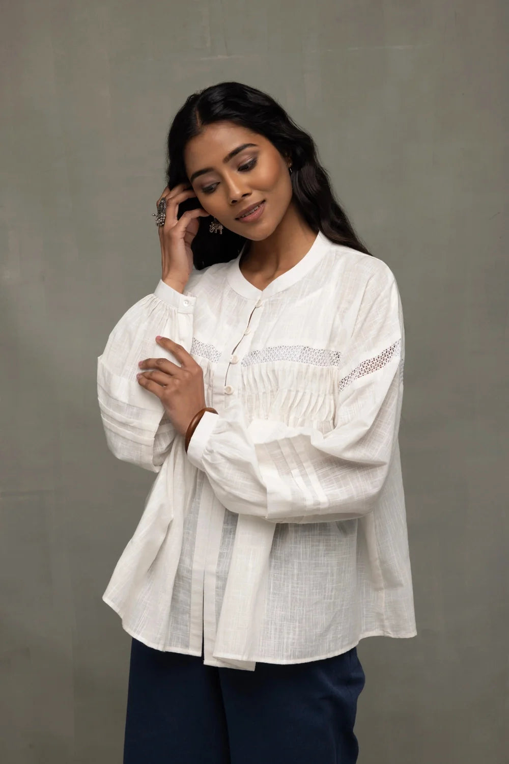 White Breezy Relaxed Fit Top-Sutra Art of Clothing