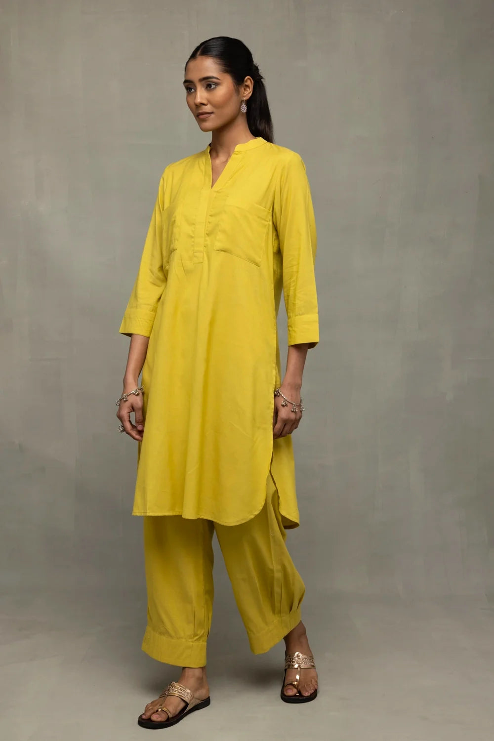 Lightweight Breathable Yellow Bloom Banana Cotton Co-ord Set for Everyday Wear