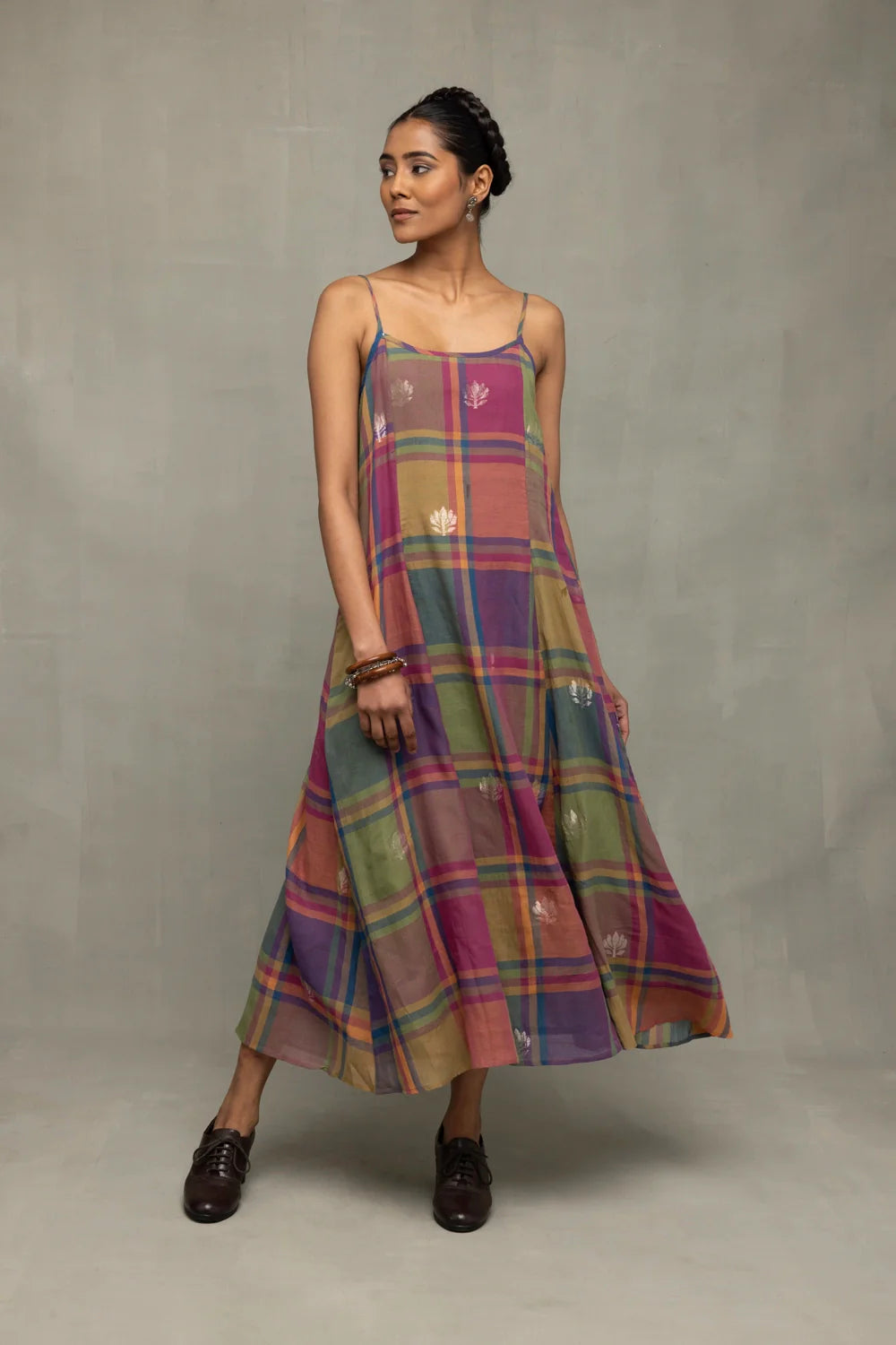 Lightweight Pure Cotton Jamdani Dress with A Line Silhouette
