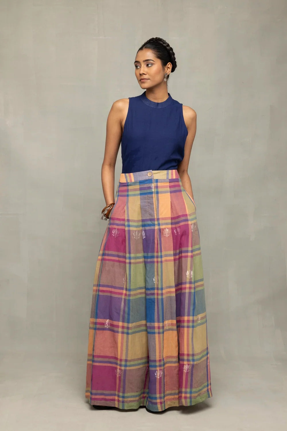 Lotus Meadow Checkered Jamdani Skord-Sutra Art of Clothing