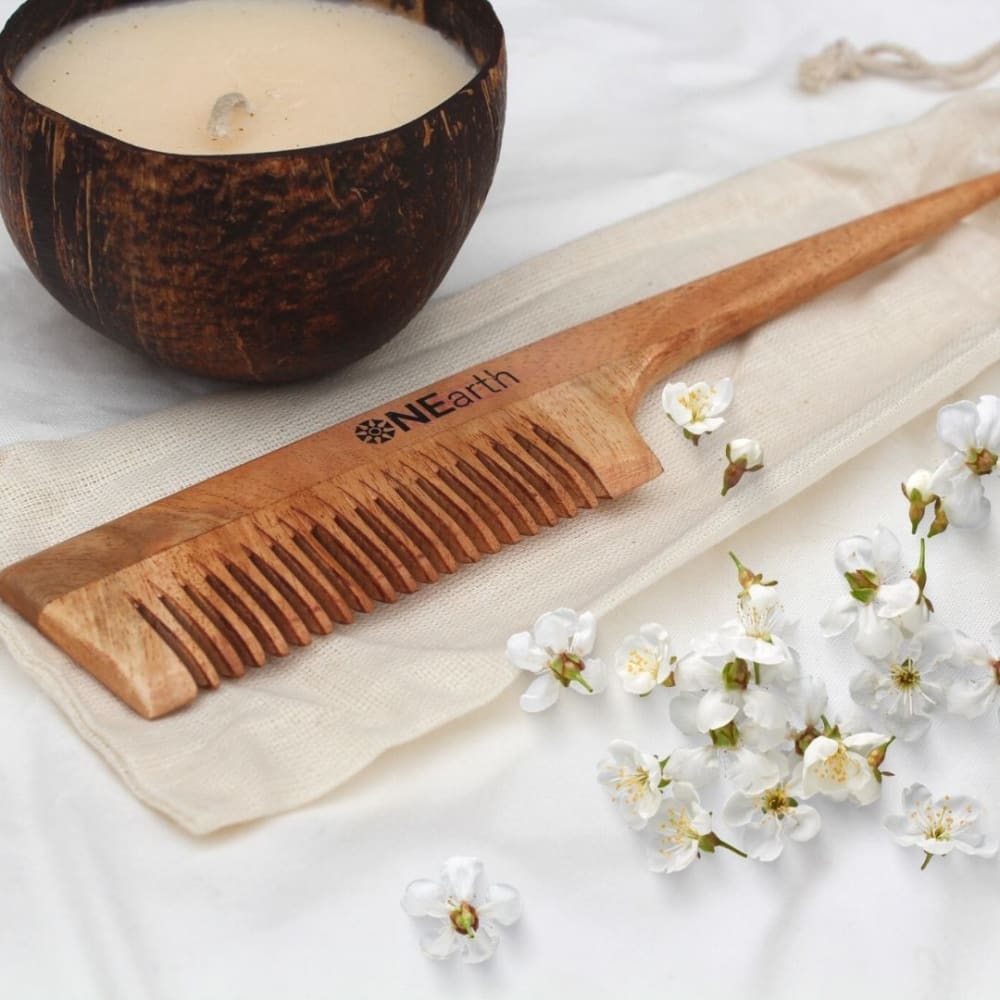 Organic Neem Wood Combs - Pack of 1 - Styling Tail comb -