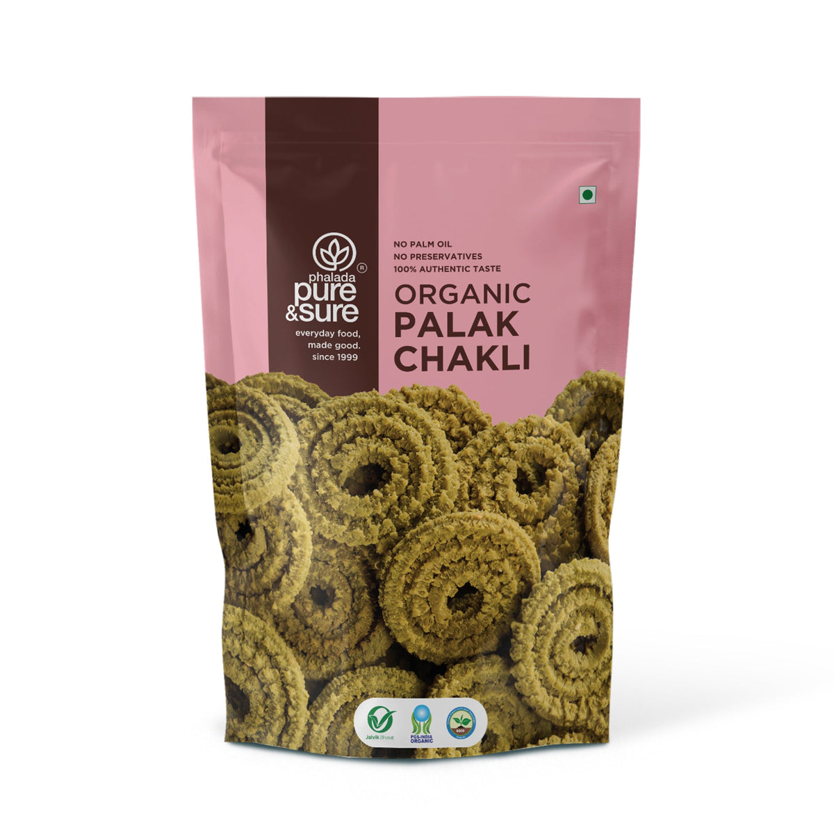 Phalada Pure and Sure Organic Palak Chakli Front