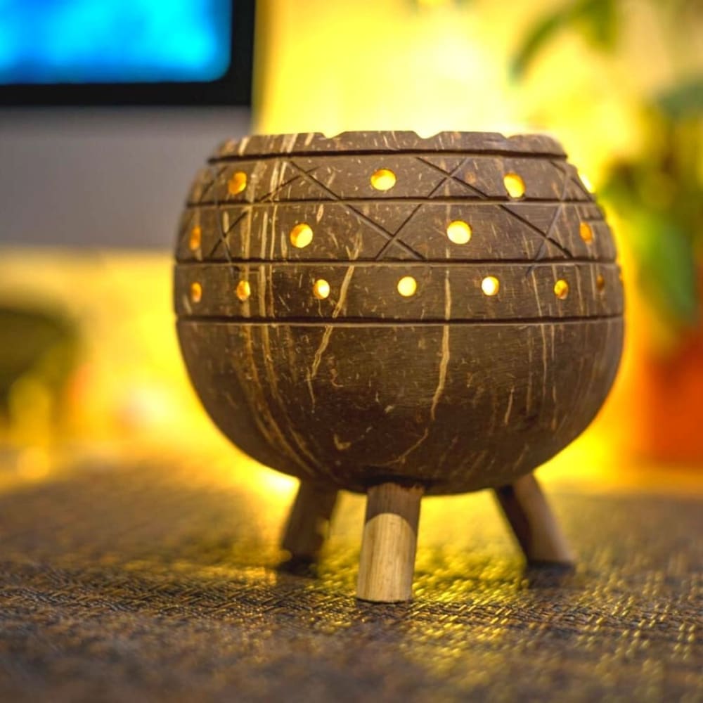 Planter / Tea Light Candle Holder - Coconut Shell - Home