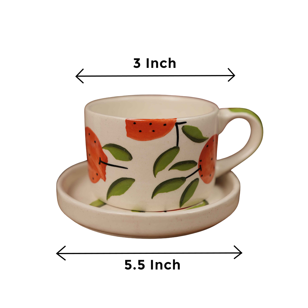 Citrus Delight Cup & Saucer Set – Orange Coffee Cup with Saucer - https://artecasa.in/